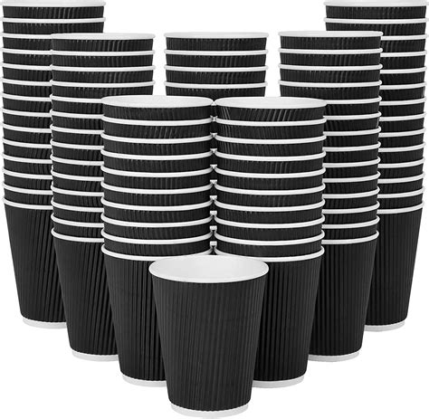 Buy Disposable Bio Paper Coffee Cups 12oz 340ml 100pcs Kraft Brown