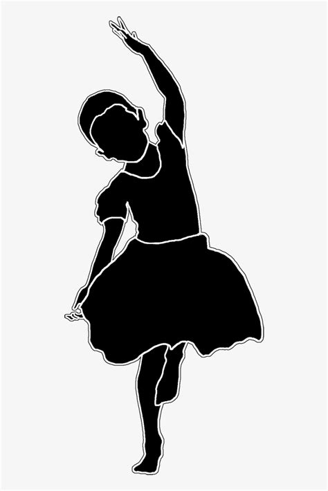 Dancing Girl Silhouette Black White Line Dancing Little Girl