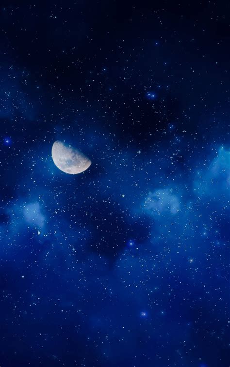 Download Galaxy Moon Night Sky Wallpaper