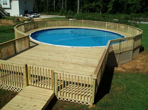 In this design, the deck is built only on a single. Top 112 DIY Above Ground Pool Ideas On a Budget https ...