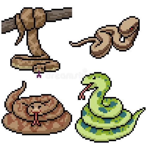 Pixel Art Isolated Jungle Snake Stock Vector Illustration Of