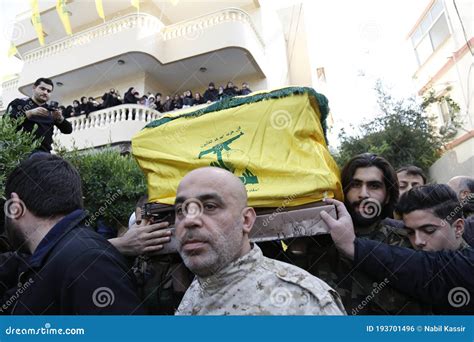 Hezbollah Fighters In Military Dress Through Funeral Ceremonies
