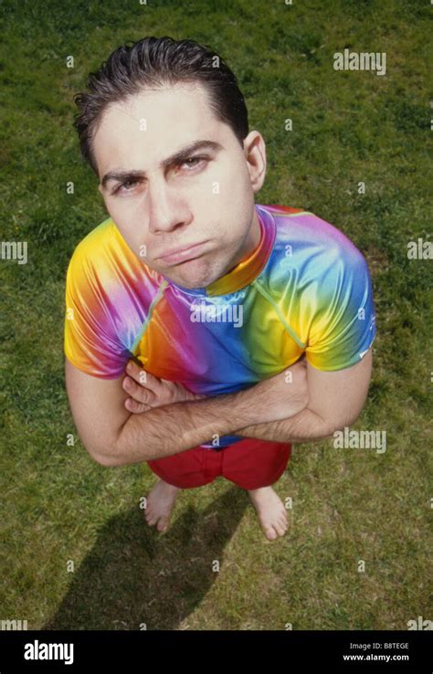 Nerdy Man Looking Up In Wonder Stock Photo Alamy