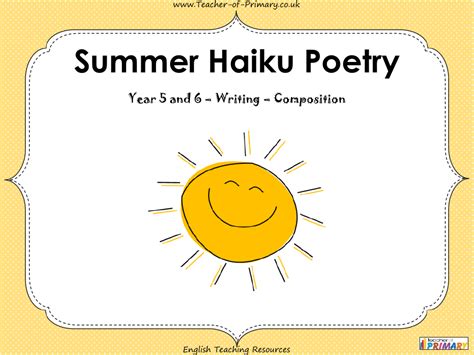 Summer Haiku Poetry Powerpoint English Year 5