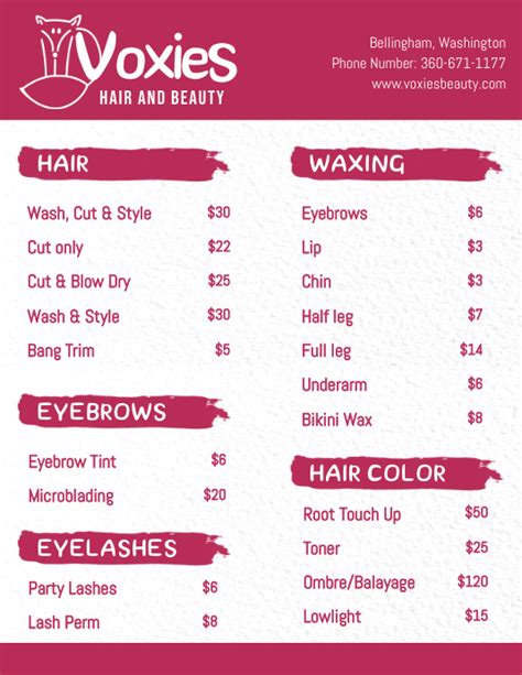 Hair Salon Menu Template For Your Needs