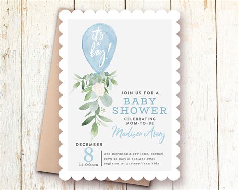 Baby Shower Invitations Baby Boy Shower Invitations Blue Etsy