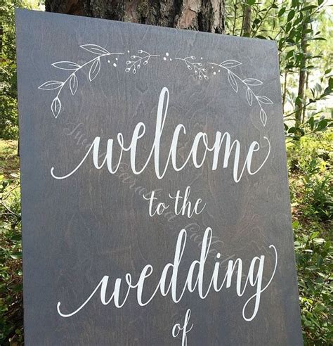 Welcome To The Wedding Wood Wedding Sign With Names And Date Etsy