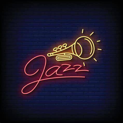 Neon Sign Jazz With Brick Wall Background Vector 10268747 Vector Art At