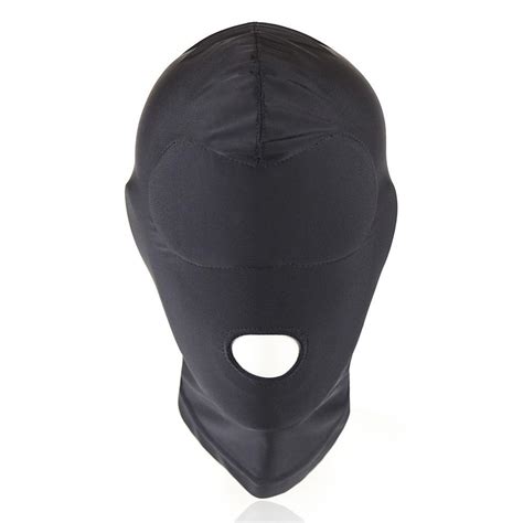 Buy Sexy Fetish Open Mouth Bondage Restraints Hood Unisex Stretchy Mask With Padded Blindfold