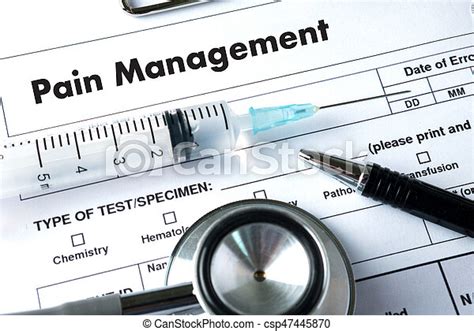 Pain Management Medical Concept Doctor Hand Working Canstock