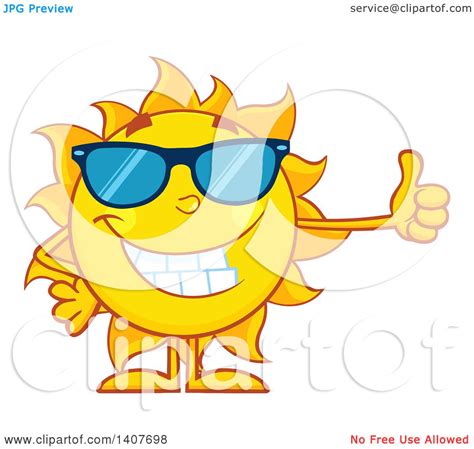 Clipart Of A Yellow Summer Time Sun Character Mascot Giving A Thumb Up