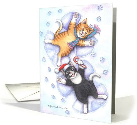 Christmas Snow Angel Cats Bud And Tony Card 1372682