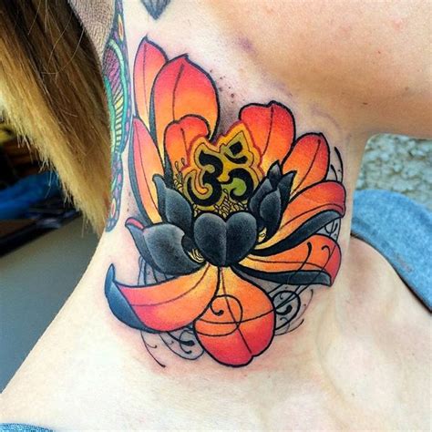 Om And Lotus With Images Tattoos Neck Tattoo Trendy