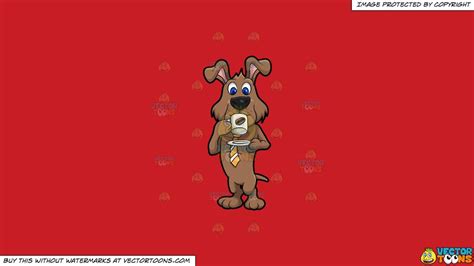 Clipart Dexter The Dog Drinking Coffee On A Solid Fire Engine Red