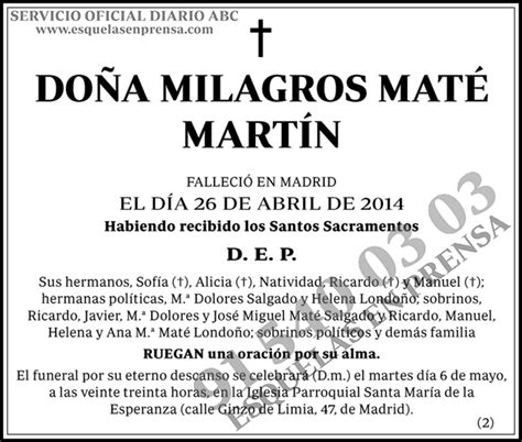 Milagros Maté Martín Esquelas ABC