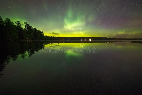 The Northern Lights Over A Lake Stock Image Image Of Located