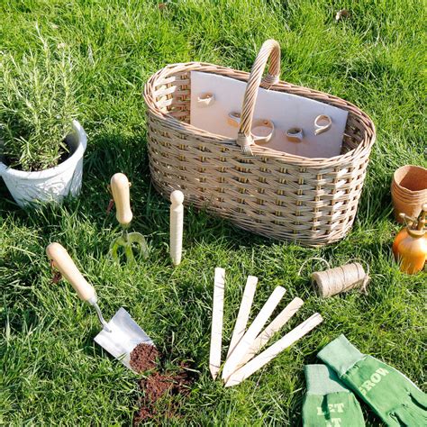 Personalised Wicker Gardening Basket With Tools By Dibor
