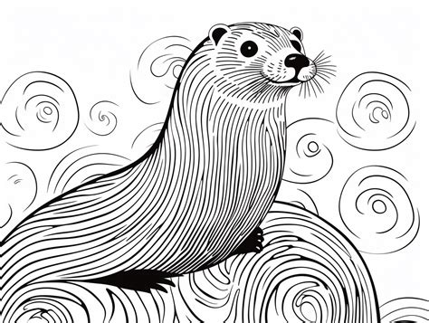 Peaceful River Otter Coloring Coloring Page