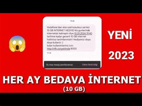 VODAFONE BEDAVA AYLIK 10GB İNTERNET KAMPANYASI 2023 YENİ MUTLAKA