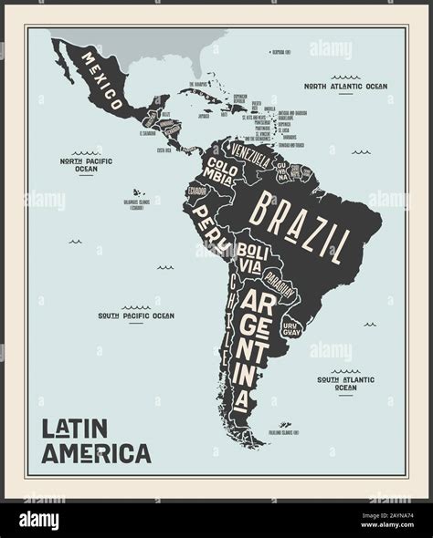 Mapa América Latina Póster De América Latina Imagen Vector De Stock