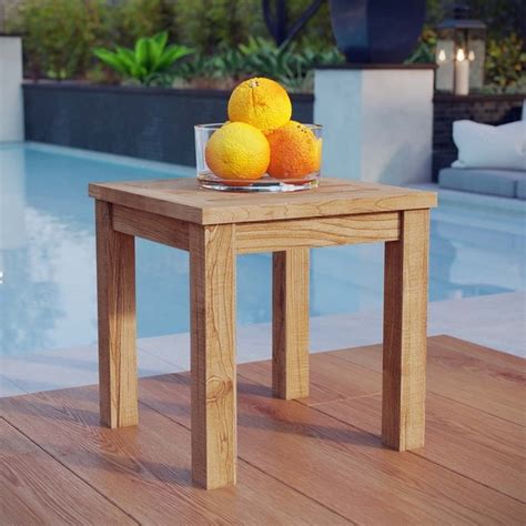 Pier Outdoor Patio Natural Teak Wood Small Side Table Free Shipping