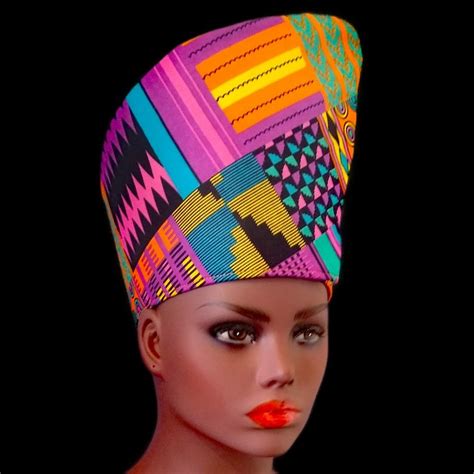 Ankara African Print Dutch Wax Hat Headdress Crown Kufi Tribal Etsy