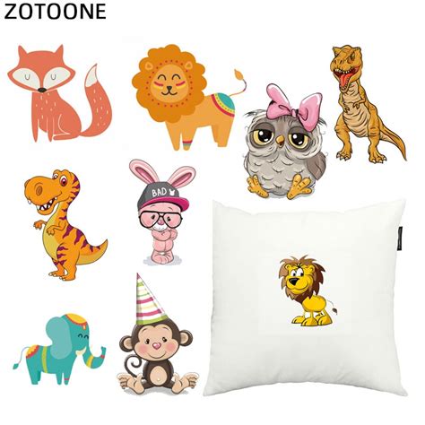 Zotoone Iron On Cute Fox Owl Lion Patches Animal Stickers Transfers For