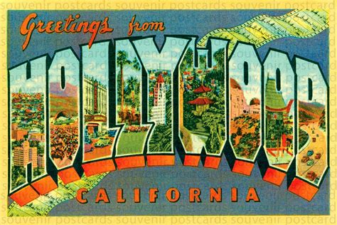 Hollywood Hollywood Postcard Hollywood Sign Hollywood Art Etsy