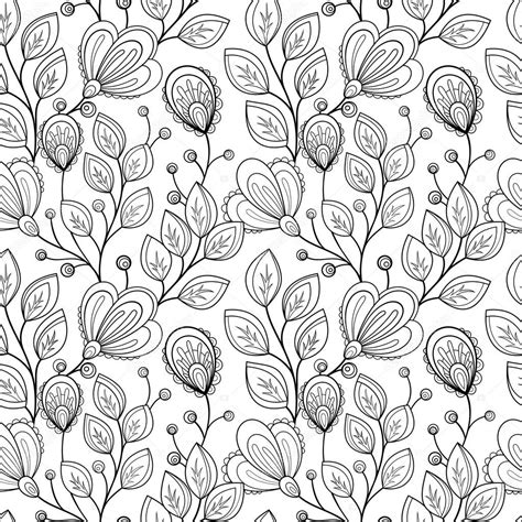 Seamless Abstract Monochrome Floral Pattern — Stock Vector