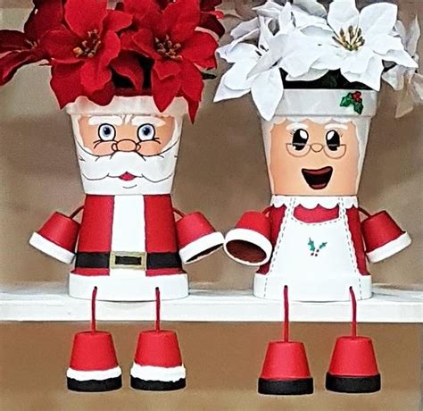 Mrs Claus Clay Pot People Christmas Planter And Candy Bowl Christmas