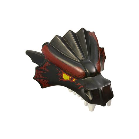 Lego Black Dragon Head Upper Jaw With Dark Red Scales And Yellow Eyes