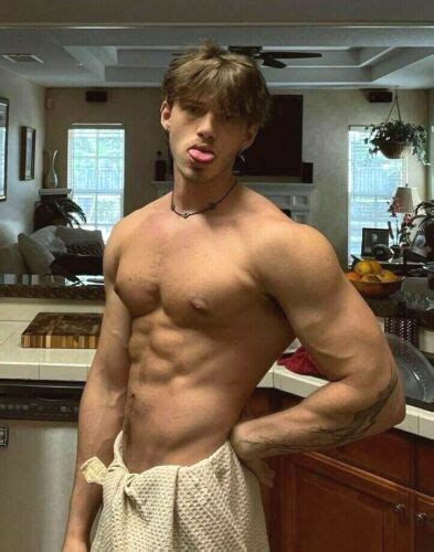Shirtless Male Muscular Jock Hunk Beefcake In Towel Hot Body Man Photo