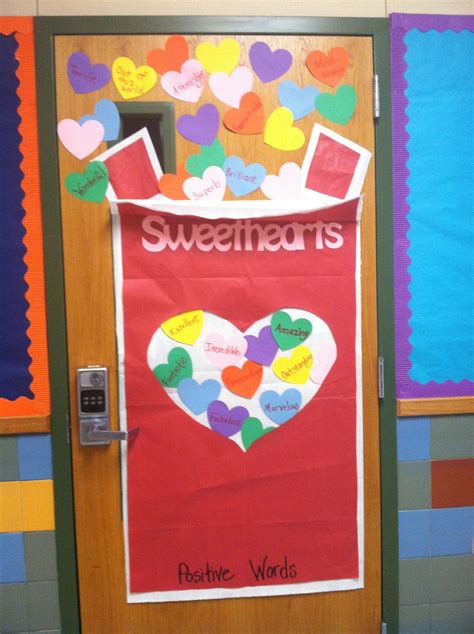 Classroom Door Decorated With Sweethearts