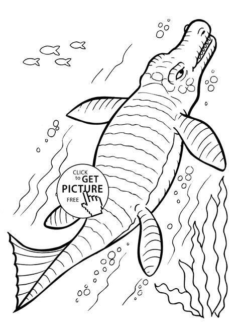 Dinosaur Undersea Coloring Pages For Kids Printable Free