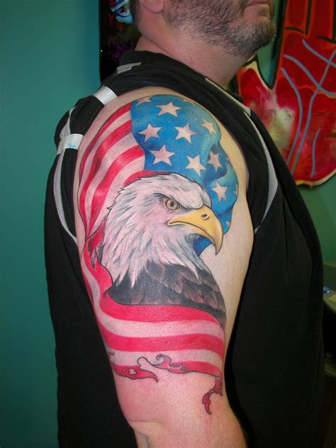 Eagle tattoo designs can be done on any part of the body like, chest, back, shoulder, forearm, ribs, thigh,. American Flag Tattoos Designs, Ideas and Meaning | Tattoos ...