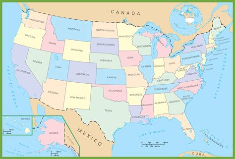 50 states of challenging locations awaits you! USA political map
