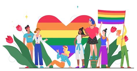 Premium Vector Lgbt Pride Month Concept Illustration Cartoon Young Group Of Lover People
