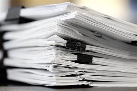 Pile Of Papers With Binder Clips For Organizing Stock Image Image Of