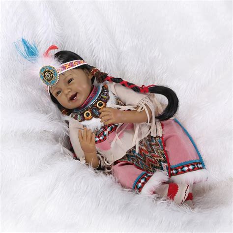 22 53cm Silicone Newborn Baby Native American Indian Reborn Baby Doll