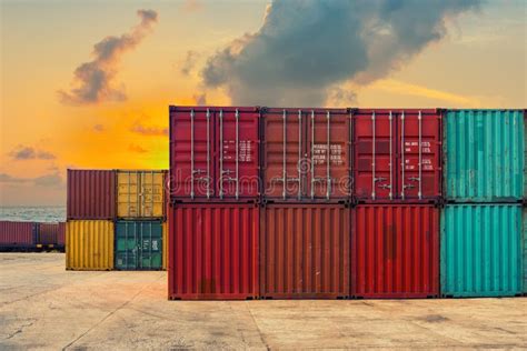 An Area Yard Of Cargo Container Shipping Stock Image Image Of Export