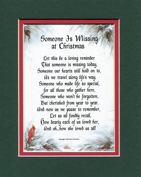 Amazonsmile Someone Is Missing At Christmas Female 190 Poem Mourning The Loss Of A Loved