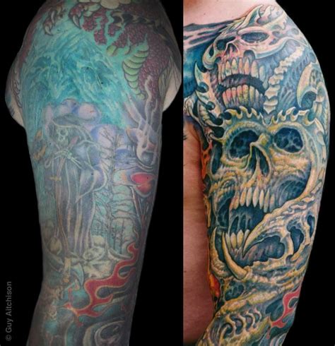 Guy Aitchison Tattoos Coverup Robert Upper Arm Closeup Cover Up