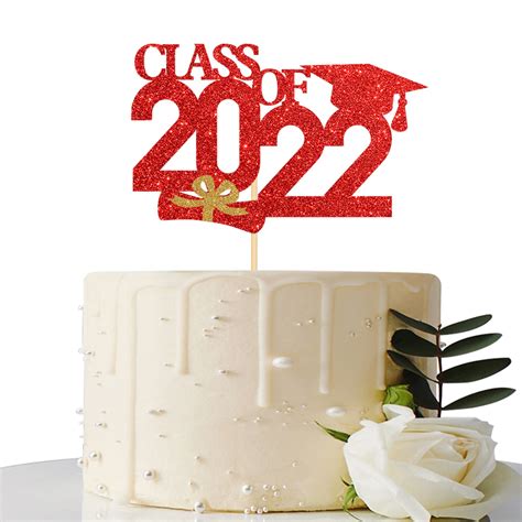 Buy Maicaiffe Red Glitter Class Of 2022 Cake Topper Graduation Cake