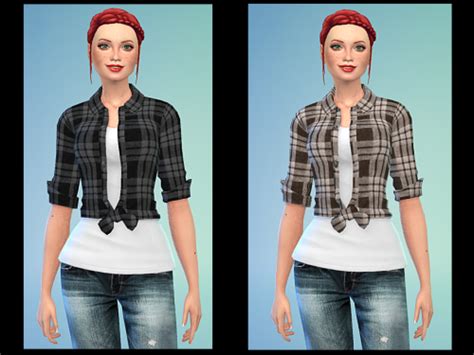 Recolored Some Ea Tops In Various Plaids With White T Shirts Set 1 Has