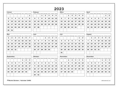 Kalender 2023 Zum Ausdrucken “33ms” Michel Zbinden De
