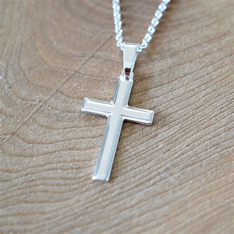 Silver Cross Necklace Sterling Silver Cross Pendant Simple Etsy Singapore