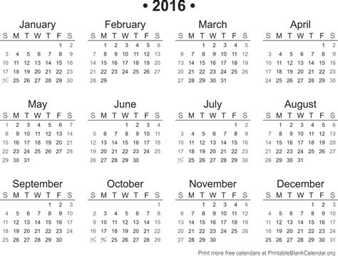 Back by popular demand the one page calendar with all months, this printable single page calendar for 2015 has all the months of the year on a single sheet and the colors to match. 2016 printable calendar - Printable Blank Calendar.org