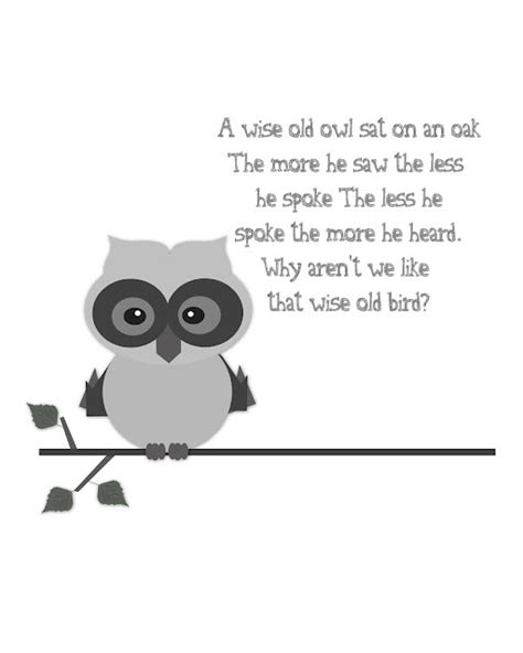 A Wise Old Owl Free Printable With Poem Printables Pinterest