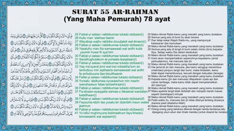 Al Qur An Surat 55 Ar Rahman Arab Latin Dan Terjemahan YouTube