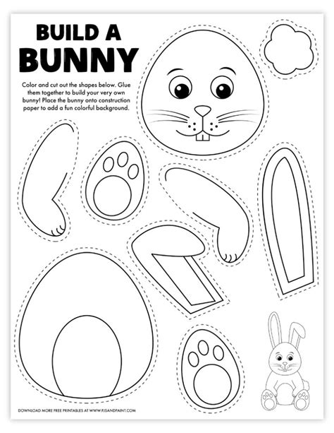 Free Printable Build A Bunny Coloring Page Pjs And Paint